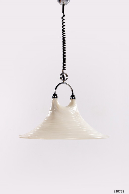 Lampada a sospensione vintage Space Age White Cristallux Germania anni '70