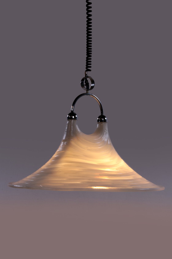 Image 1 of Lampada a sospensione vintage Space Age White Cristallux Germania anni '70