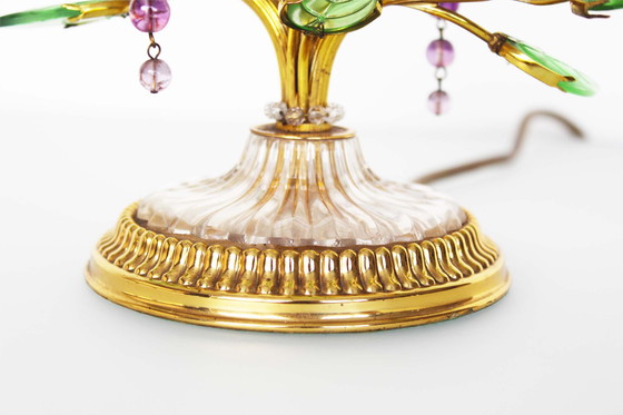 Image 1 of Incredible gilt and crystal Floral table lamp