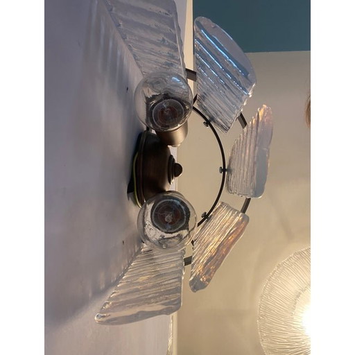 Set Di 2 Vetri Di Murano Opalino "Listelli" A Strisce Orizzontali Contemporanei