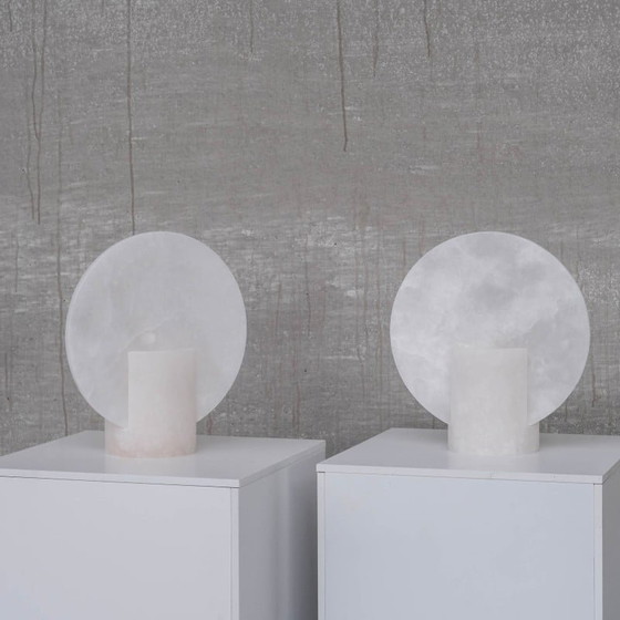 Image 1 of Pair of vintage alabaster table lamps, Spain 1990s