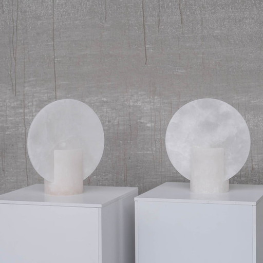 Pair of vintage alabaster table lamps, Spain 1990s