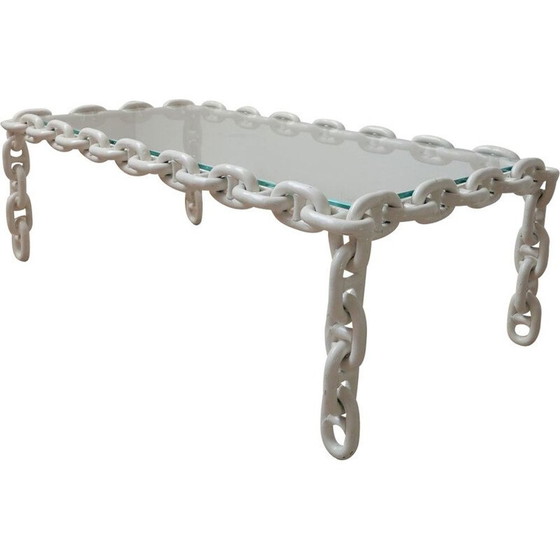 Image 1 of Tavolino da caffè vintage con piano in vetro trasparente, Belgio 1970