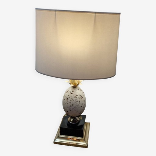 Ostrich Egg Lamp Travertin Delmas, 1960