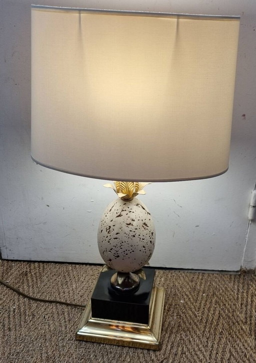 Ostrich Egg Lamp Travertin Delmas, 1960