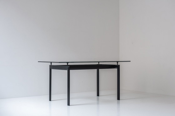 Image 1 of Rectangular glass dining table from the 1980s. 