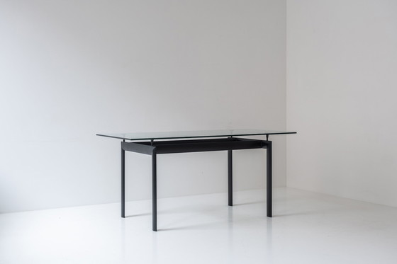 Image 1 of Rectangular glass dining table from the 1980s. 