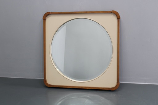 1970S Italian Mirror With Wooden Frame