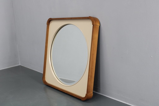 1970S Italian Mirror With Wooden Frame