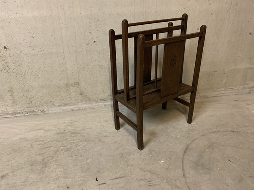 Antique Oak Magazine Bin / Newspaper Bin