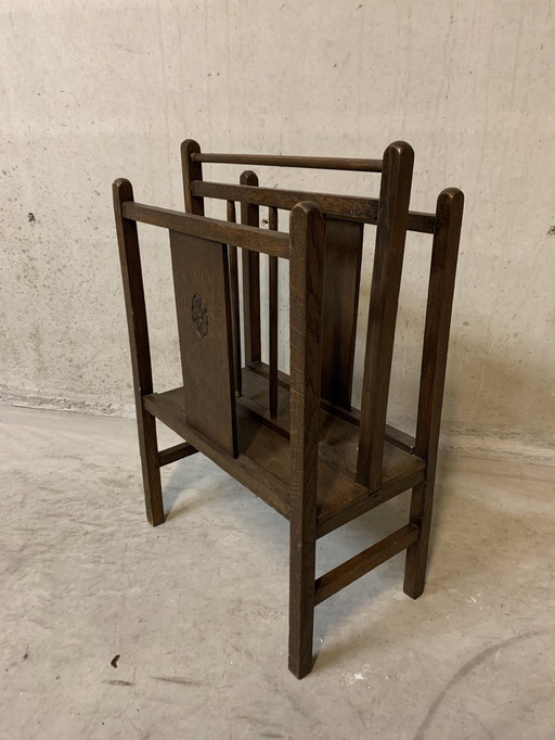 Antique Oak Magazine Bin / Newspaper Bin