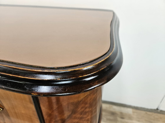 Image 1 of Chippendale Chest Of Drawers In Walnut And Blond Walnut With Glass Top