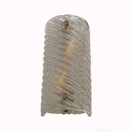 Image 1 of Pair Of Barovier & Toso Style Modern Murano Glass Smoked Twisted Sconces