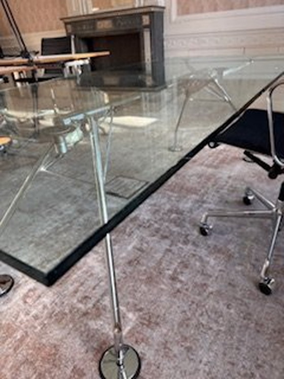 Image 1 of Tecno Glass Table / Desk Of 220X100Cm