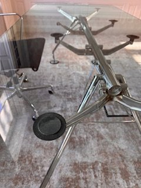 Image 1 of Tecno Glass Table / Desk Of 220X100Cm