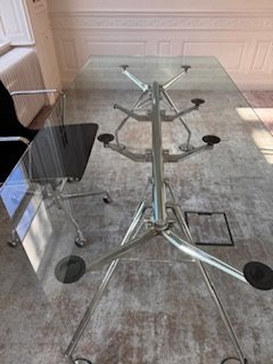 Image 1 of Tecno Glass Table / Desk Of 220X100Cm