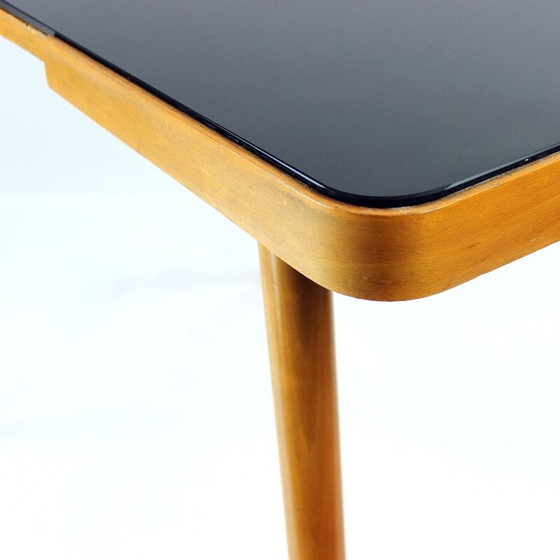 Image 1 of Tavolino da caffè vintage in rovere e vetro nero di Cesky Nabytek, Repubblica Ceca, anni '60