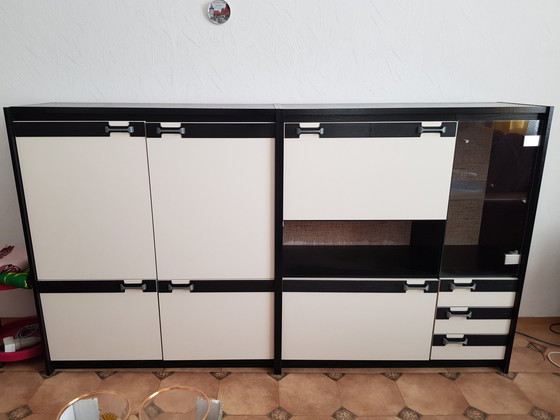 Image 1 of Living room cabinet, black/white, two-piece