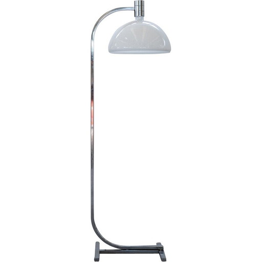 Vintage AM-AS model floor lamp in opaline glass and chrome metal by Franco Albini for Sirrah Italia, Italy 1960