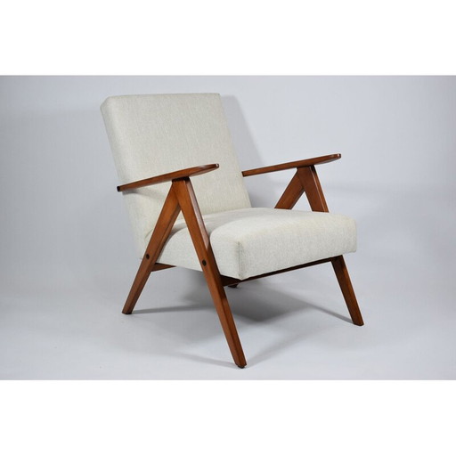 Vintage armchair VAR, 1960s, fully renovated, upholstered, beige color Scandinavian 1960