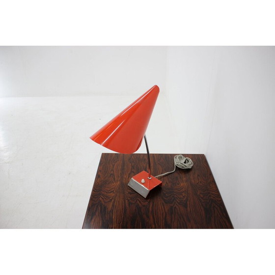 Image 1 of Vintage red steel table lamp by Josef Hurka for Napako, Czechoslovakia 1950