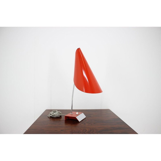 Image 1 of Vintage red steel table lamp by Josef Hurka for Napako, Czechoslovakia 1950
