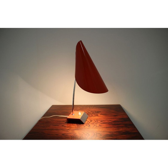Image 1 of Vintage red steel table lamp by Josef Hurka for Napako, Czechoslovakia 1950