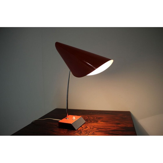 Image 1 of Vintage red steel table lamp by Josef Hurka for Napako, Czechoslovakia 1950