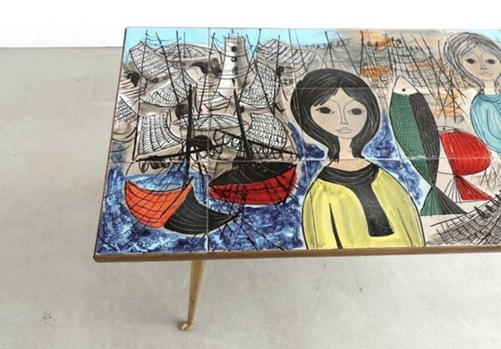 Image 1 of Ceramic Tile Coffee Table By Jean Delespinasse, Signed