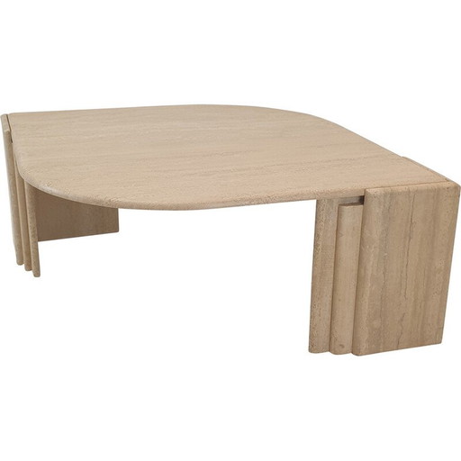 Vintage travertine coffee table, Italy 1980s