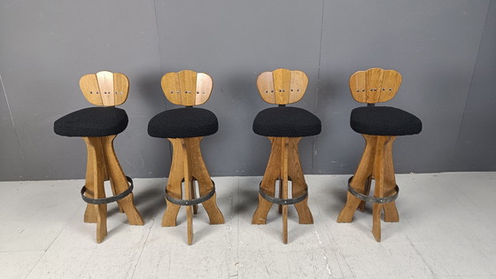 Image 1 of Set of 4 Vintage Brutalist Bar Stools, 1960s