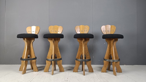 Image 1 of Set of 4 Vintage Brutalist Bar Stools, 1960s