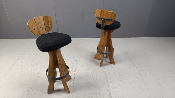 Image 1 of Set of 4 Vintage Brutalist Bar Stools, 1960s