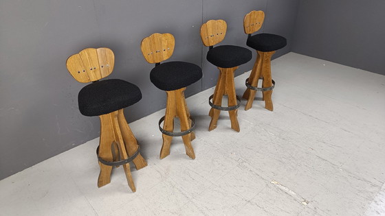 Image 1 of Set of 4 Vintage Brutalist Bar Stools, 1960s