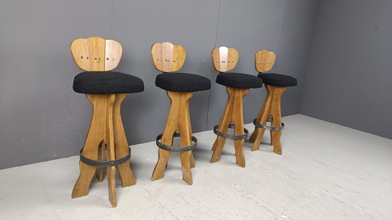Image 1 of Set of 4 Vintage Brutalist Bar Stools, 1960s