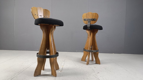 Image 1 of Set of 4 Vintage Brutalist Bar Stools, 1960s