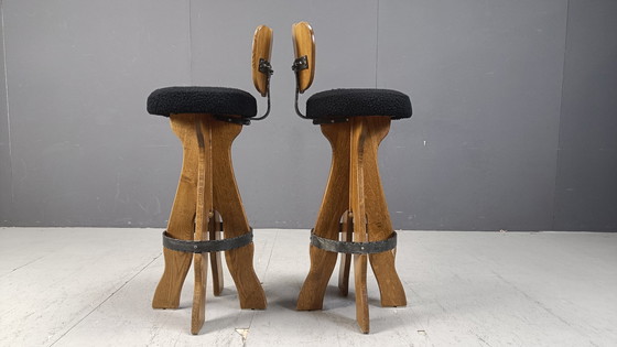 Image 1 of Set of 4 Vintage Brutalist Bar Stools, 1960s