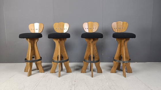 Image 1 of Set of 4 Vintage Brutalist Bar Stools, 1960s