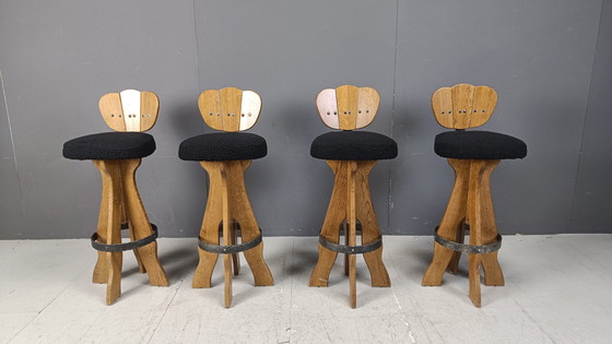 Image 1 of Set of 4 Vintage Brutalist Bar Stools, 1960s