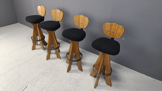 Image 1 of Set of 4 Vintage Brutalist Bar Stools, 1960s