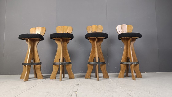 Image 1 of Set of 4 Vintage Brutalist Bar Stools, 1960s