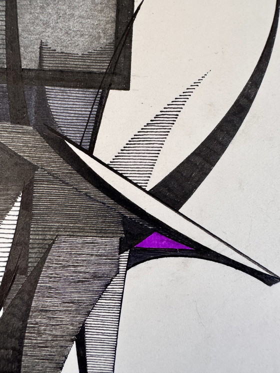 Image 1 of Eugene Eechaut 2 Magnificent Abstract Geometric Drawings / Galerie Pfeiffer Brussels 1973