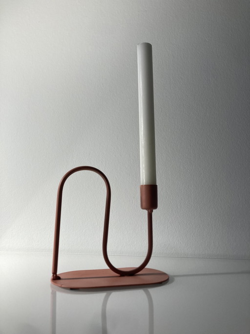 Modern, Playful Candlestick In Coral Color