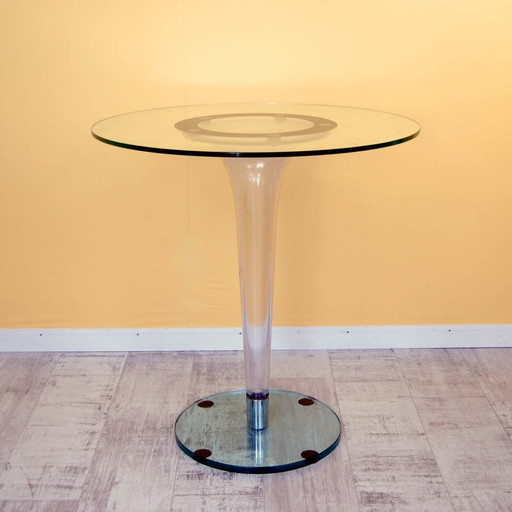 Cafe, Bar And Side Table  Polycarbonate Feet With A Glass Top