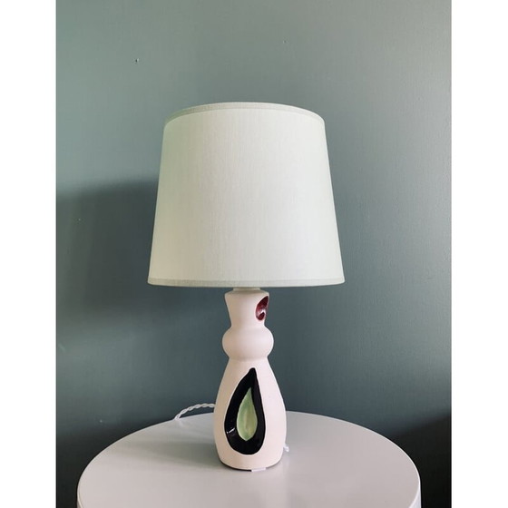 Image 1 of Lampada da comodino vintage in ceramica bianca, 1950