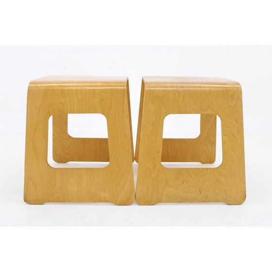 Image 1 of Pair of vintage beech plywood stools by Lisa Norinder for Ikea, Sweden 1990