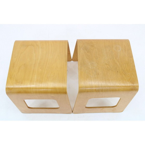 Image 1 of Pair of vintage beech plywood stools by Lisa Norinder for Ikea, Sweden 1990