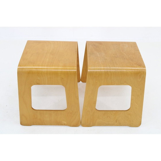 Image 1 of Pair of vintage beech plywood stools by Lisa Norinder for Ikea, Sweden 1990
