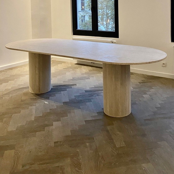 Image 1 of Travertine Dining Table