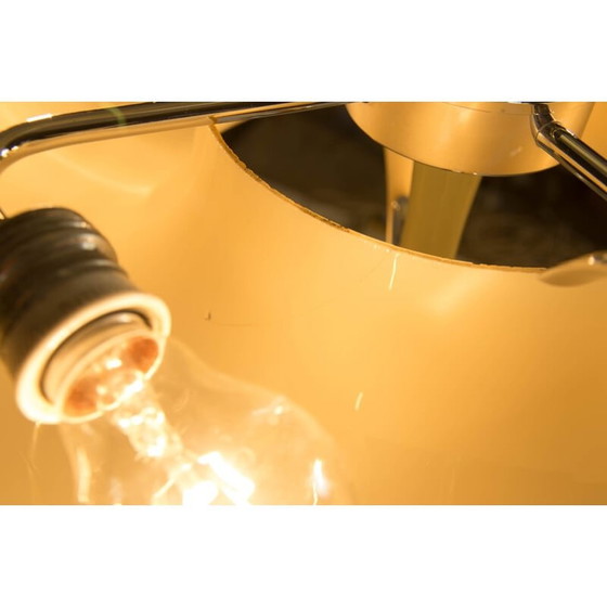 Image 1 of Lampadario vintage in metallo cromato e laccato blu